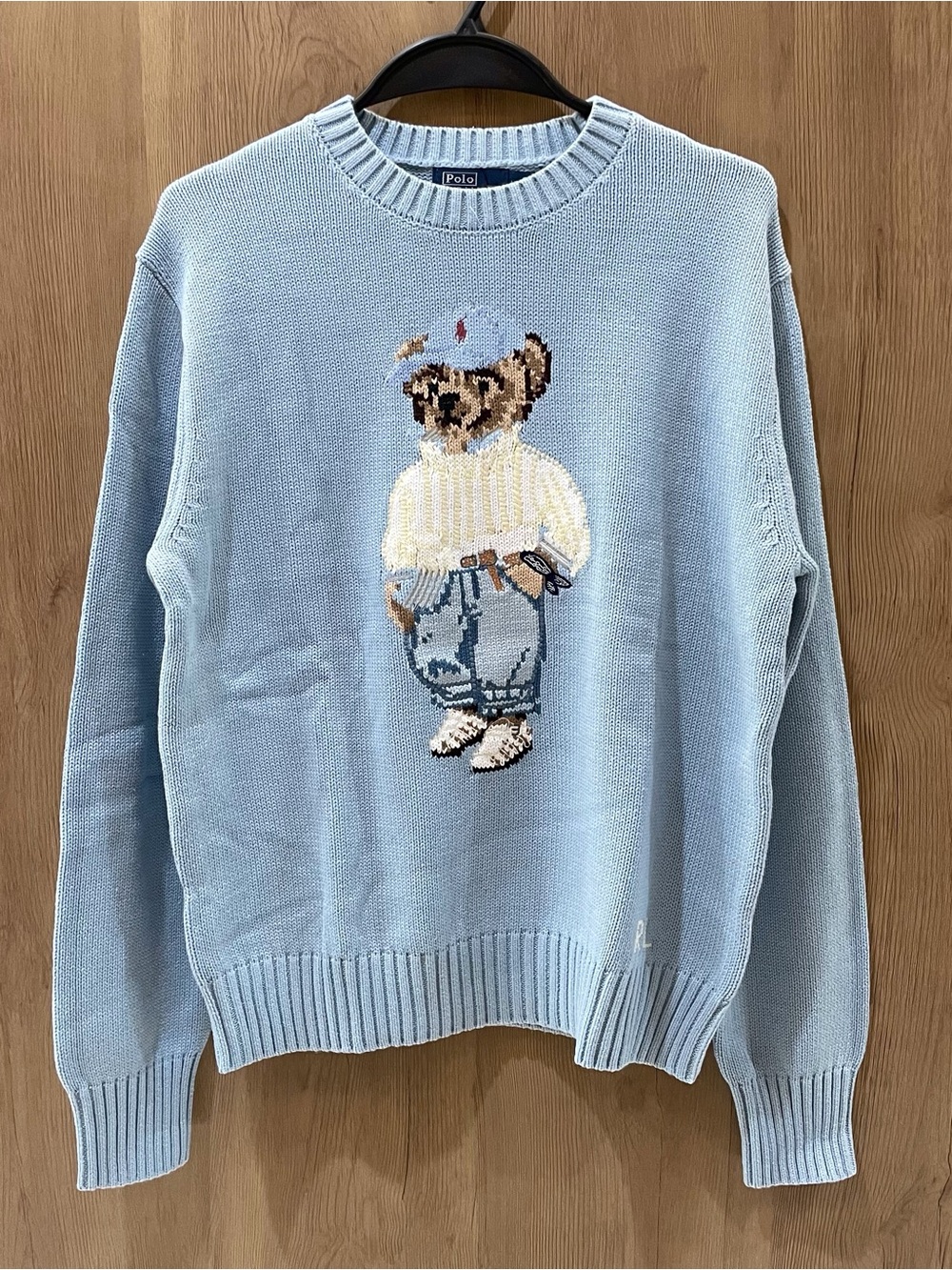 Polo by Ralph Lauren Baby Blue Bear Intarsia Crewneck Sweater - Picture 1 of 8